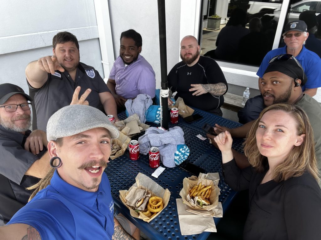 Employees enjoying lunch
