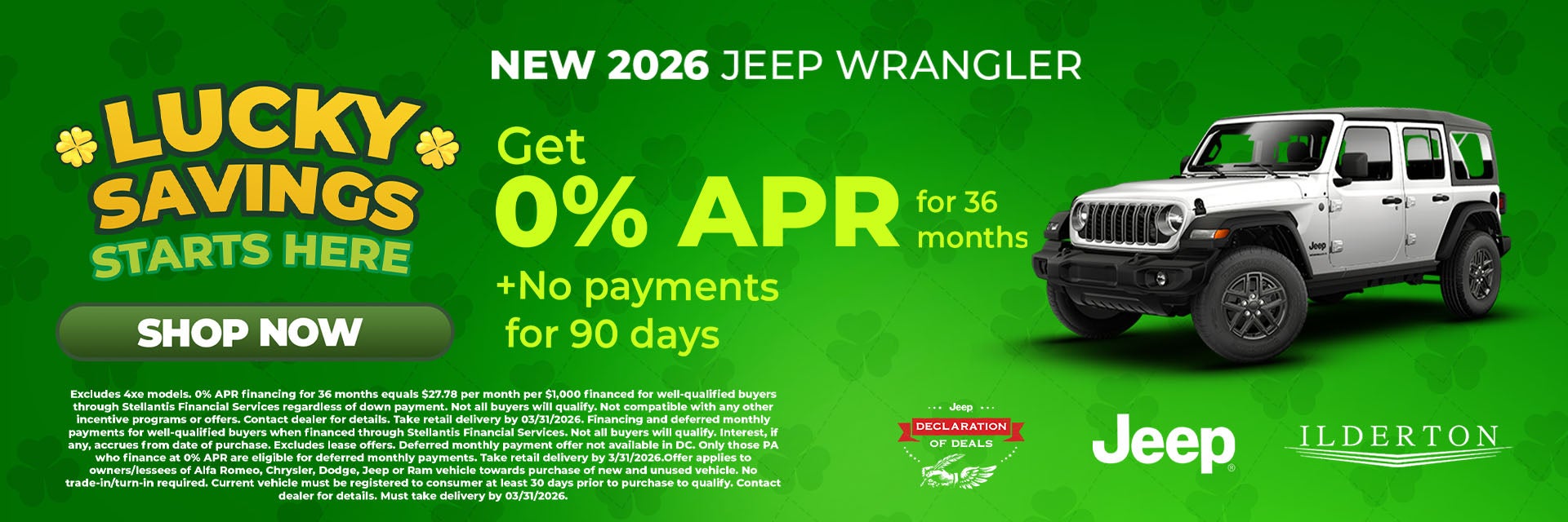 2026 Jeep Wrangler 0% APR for 36 months