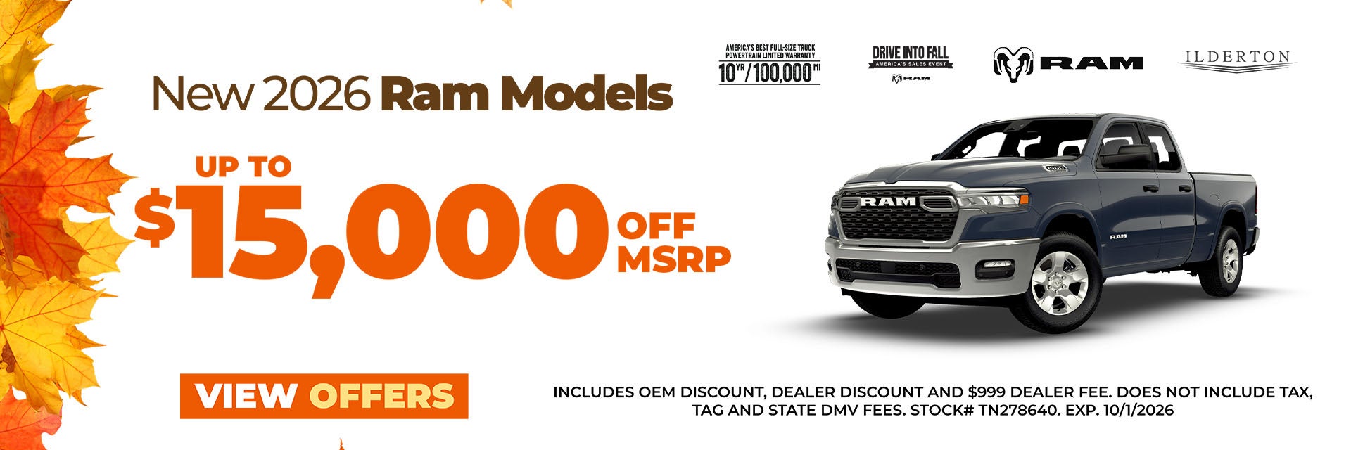 2026 RAMS Up to $15k Off MSRP