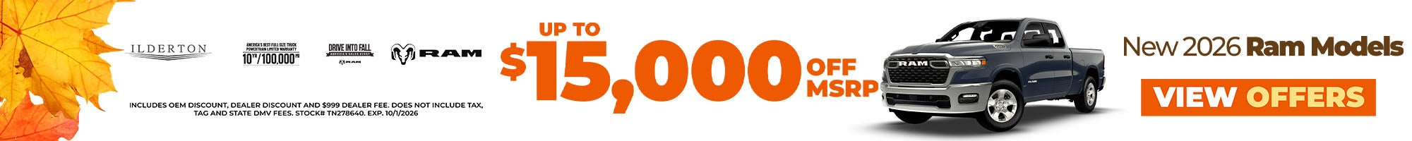 2026 RAMS Up to $15k Off MSRP