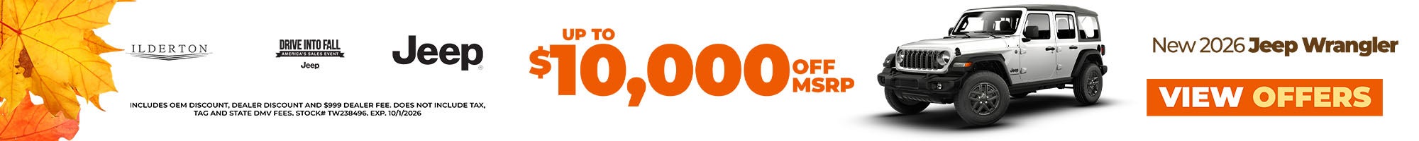 2026 Wrangler Up to $10k Off MSRP